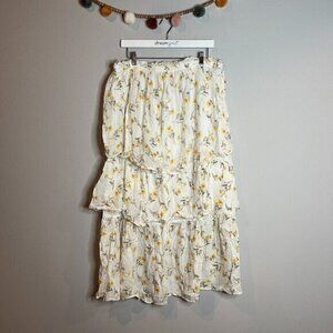 Happy Nature white floral tiered maxi skirt